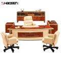 Wooden Luxury Italian style president royal executive Business office desk and leather chairs set